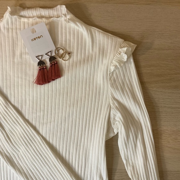 Cream Mock Neck Shirt - Picture 1 of 4